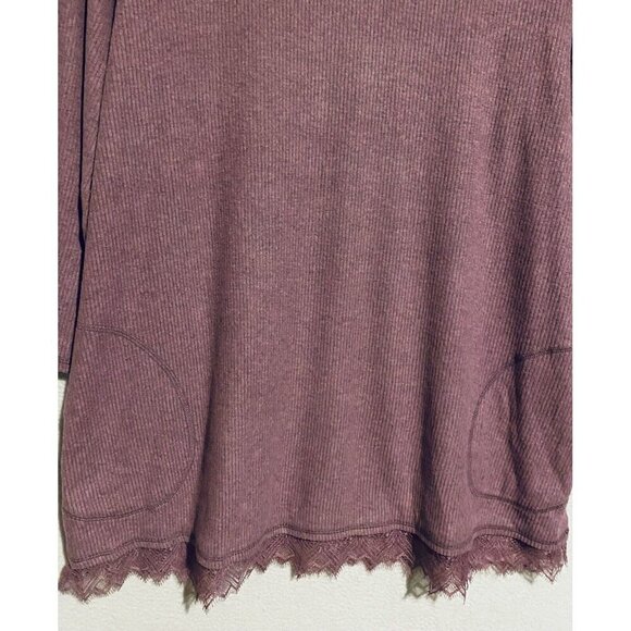LOGO Lounge by Lori Goldstein Womens Large Mauve Orchid Rib Knit Lace Hem Boho - Picture 4 of 10